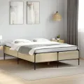 Cadre de lit chêne sonoma 120x190 cm bois d'ingénierie et métal