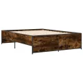 Cadre de lit chêne fumé 120x190 cm bois d'ingénierie et métal