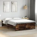 Cadre de lit chêne fumé 120x190 cm bois d'ingénierie et métal