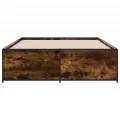 Cadre de lit chêne fumé 120x190 cm bois d'ingénierie et métal