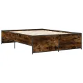 Cadre de lit chêne fumé 120x190 cm bois d'ingénierie et métal