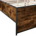 Cadre de lit chêne fumé 120x190 cm bois d'ingénierie et métal
