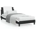 Lit avec matelas noir et blanc 90x200 cm similicuir