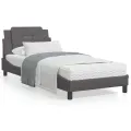 Lit avec matelas gris 90x190 cm similicuir