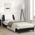 Lit avec matelas noir et blanc 80x200 cm similicuir