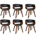 Chaises à manger lot de 6 bois courbé et similicuir