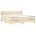 cadre de lit avec matelas Crème 160x200 cm Tissu