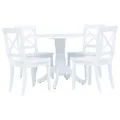 Ensemble de salle à manger 5 pcs Bois d'hévéa Blanc