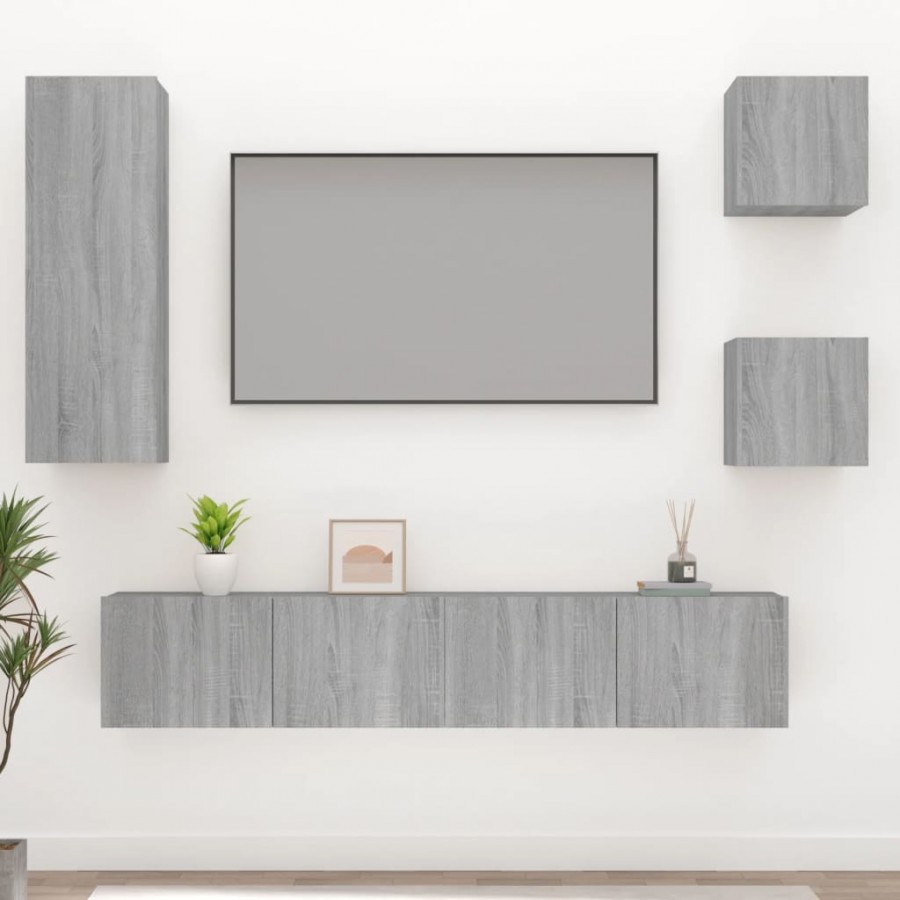 Ensemble de meubles TV 5 pcs Sonoma gris Bois d'ingénierie