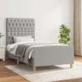 Cadre de lit avec tête de lit Gris clair 90x190 cm Tissu