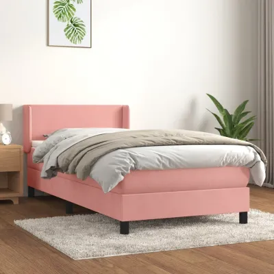cadre de lit avec matelas Rose 90x200 cm Velours