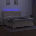 cadre de lit matelas et LED Crème 160x200 cm Tissu