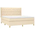 cadre de lit matelas et LED Crème 160x200 cm Tissu