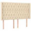 cadre de lit matelas et LED Crème 160x200 cm Tissu