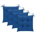 Chaises de jardin avec coussins bleu 4 pcs Bois de teck massif