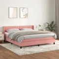 cadre de lit avec matelas Rose 180x200 cm Velours