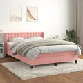 cadre de lit avec matelas Rose 140x200 cm Velours