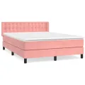 cadre de lit avec matelas Rose 140x200 cm Velours
