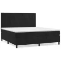 cadre de lit et matelas Noir 160x200 cm Velours