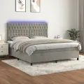 cadre de lit matelas et LED Gris clair 160x200 cm