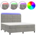 cadre de lit matelas et LED Gris clair 160x200 cm