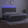 cadre de lit matelas et LED Gris clair 160x200 cm