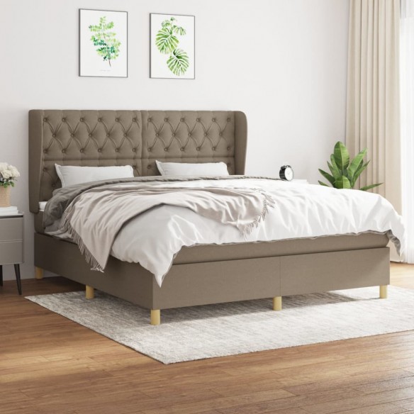 Sommier à lattes de lit avec matelas Taupe 160x200 cm Tissu