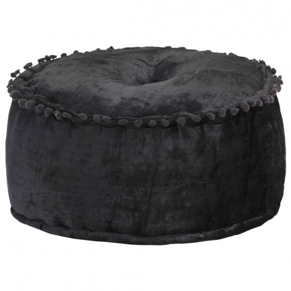 Pouf Rond Velours 40x20 cm Anthracite