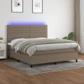 cadre de lit et matelas et LED Taupe 160x200cm Tissu