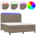 cadre de lit et matelas et LED Taupe 160x200cm Tissu