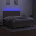 cadre de lit et matelas et LED Taupe 160x200cm Tissu