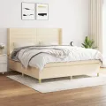 cadre de lit avec matelas Crème 160x200 cm Tissu