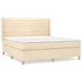 cadre de lit avec matelas Crème 160x200 cm Tissu