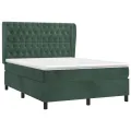 cadre de lit et matelas Vert foncé 140x190cm Velours