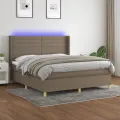 cadre de lit matelas et LED Taupe 160x200 cm Tissu