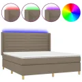 cadre de lit matelas et LED Taupe 160x200 cm Tissu