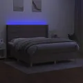 cadre de lit matelas et LED Taupe 160x200 cm Tissu