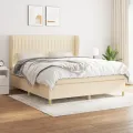 cadre de lit avec matelas Crème 160x200 cm Tissu