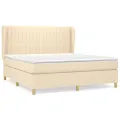 cadre de lit avec matelas Crème 160x200 cm Tissu