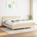 cadre de lit avec matelas Crème 160x200 cm Tissu