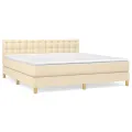 cadre de lit avec matelas Crème 160x200 cm Tissu