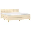 cadre de lit avec matelas Crème 160x200 cm Tissu