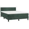 cadre de lit et matelas Vert foncé 140x190cm Velours