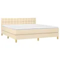 cadre de lit avec matelas LED Crème 160x200 cm Tissu