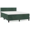 cadre de lit et matelas Vert foncé 140x190cm Velours