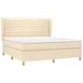 cadre de lit avec matelas Crème 160x200 cm Tissu