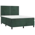 cadre de lit et matelas Vert foncé 140x190cm Velours