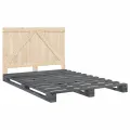 Cadre de lit avec tête de lit gris 140x200 cm bois pin massif