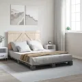Cadre de lit avec tête de lit gris 140x200 cm bois pin massif