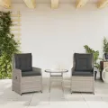 Chaises inclinables de jardin lot de2 gris clair résine tressée